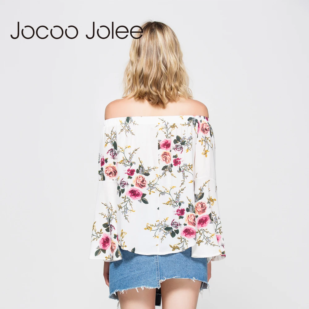 Женская блузка с открытыми плечами Jocoo Jolee пикантный Топ длинным рукавом бабочкой