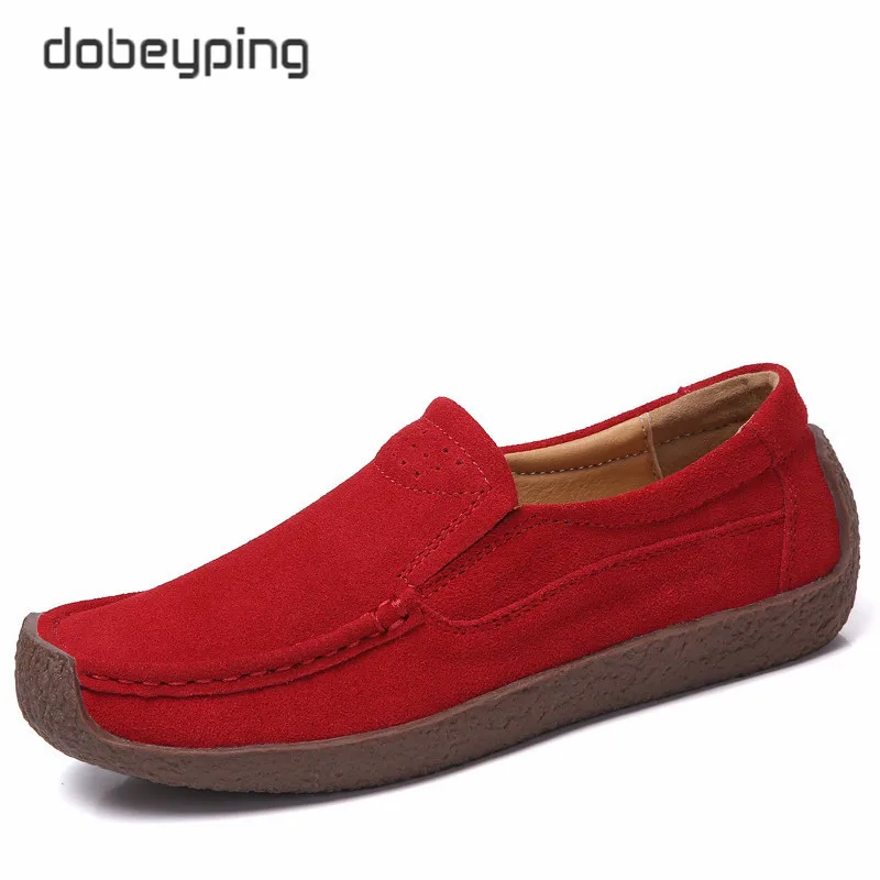 Dobeyping/весенне-Осенняя обувь; женские слипоны; женские кроссовки из коровьей замши на плоской подошве; повседневные женские лоферы; мокасины; женская обувь