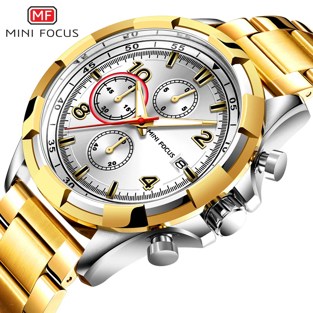 MINIFOCUS Top Luxury Brand Watch Men Luminous Analog Chronograph Date Quartz Wrist Stainless Steel Wristwatch Montre Homm | Наручные часы