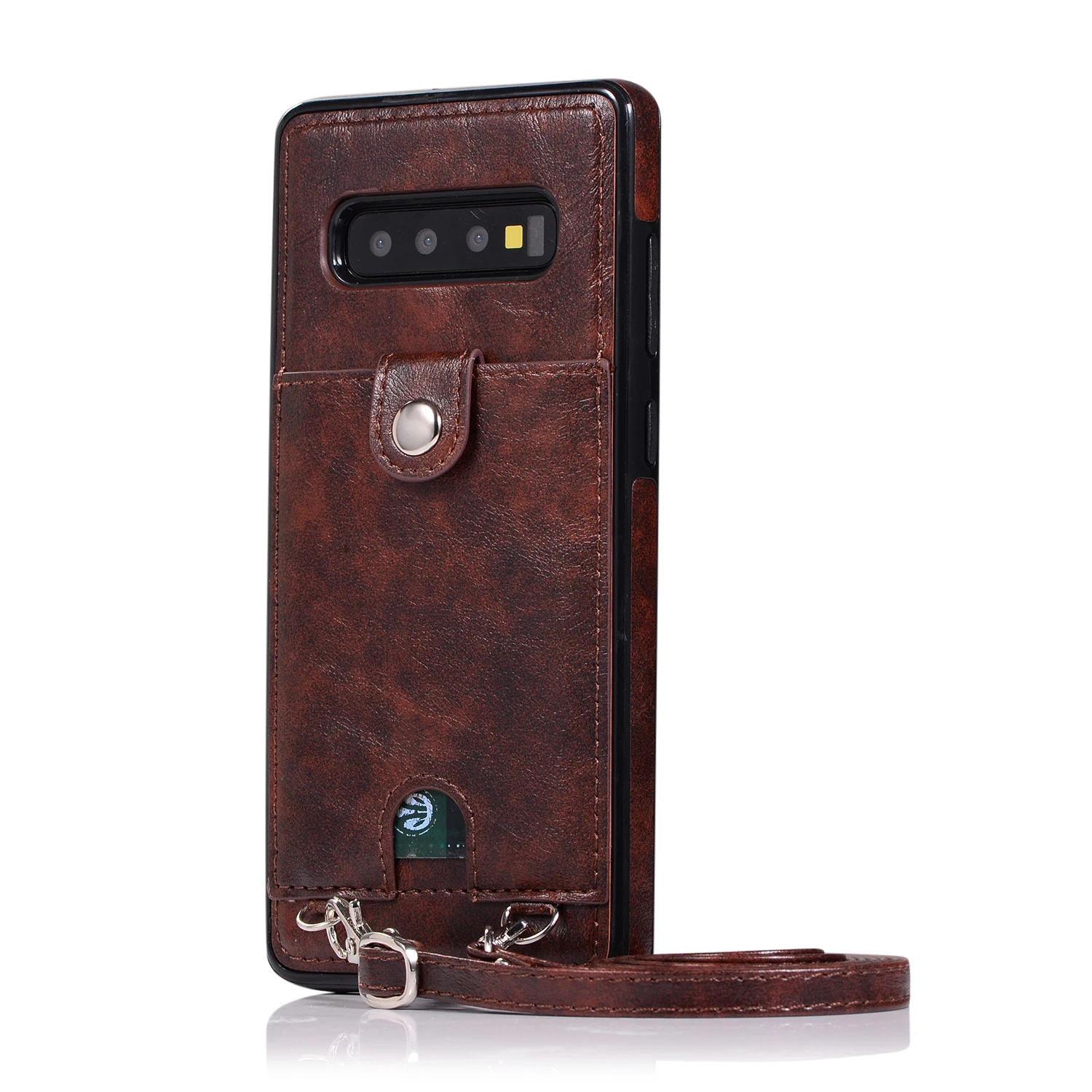 Brown Кроссбоди чехол для телефона для samsung Note 10 Plus S10 S9 S8 Plus чехол с длинной цепочкой Обложка на заднюю панель из искусственной кожи для samsung Note 9 8 S7 Edge - Цвет: Brown
