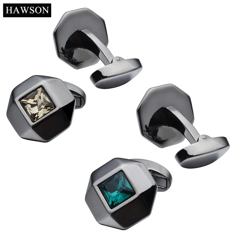 Hawson Octagon запонки с красочными Кристалл Best подарок мужу роскошные бренды |