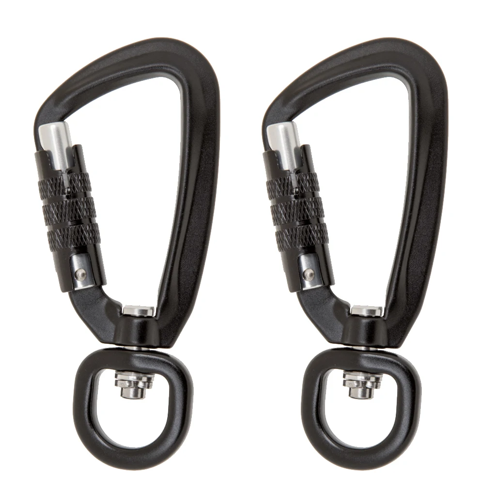 

2 Pieces Aluminum Alloy Outdoor Self Lock Rotary Automatic Lock Carabiner Hook Outdoor Buckle Sports Camping Hiking Keychain