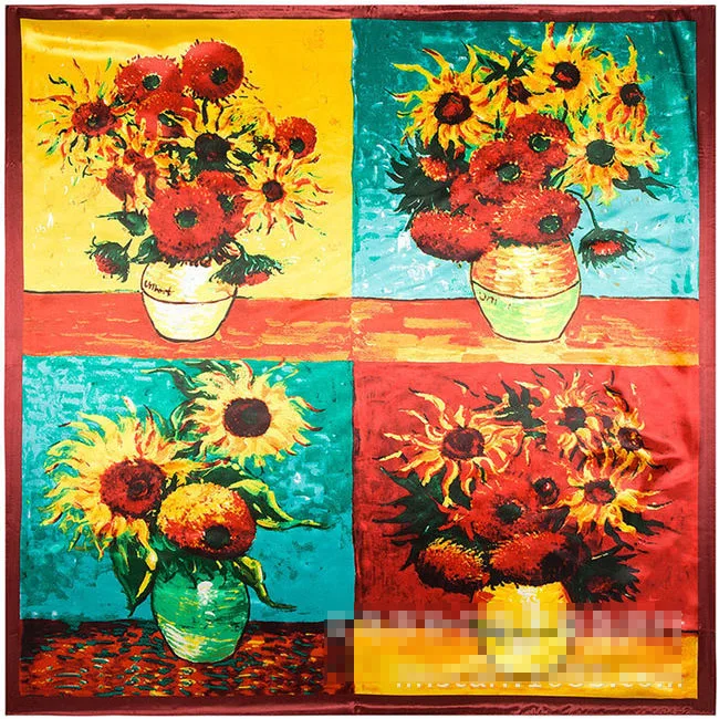 Квадратные шарфы из высококачественного искусственного шелка шаль большого