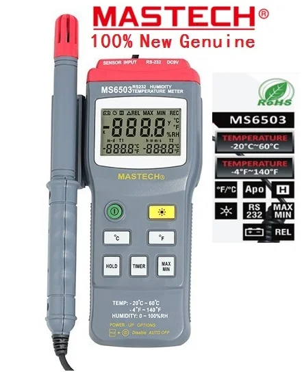2018 Mastech Ms6503 Новый цифровой термо-гигрометр Термометры Температура Измеритель