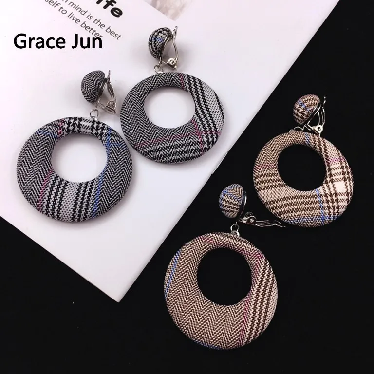 Бренд Grace Jun модные большие круглые Клипсы Серьги и пирсинг серьги для женщин вечерние Роскошные массивные серьги Заводские, закупка