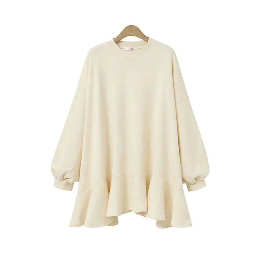 2019 Oversized Hoodies Sweatshirt Women Solid O-neck Dress Casual Long Sleeve Hoodie Pullover | Женская одежда