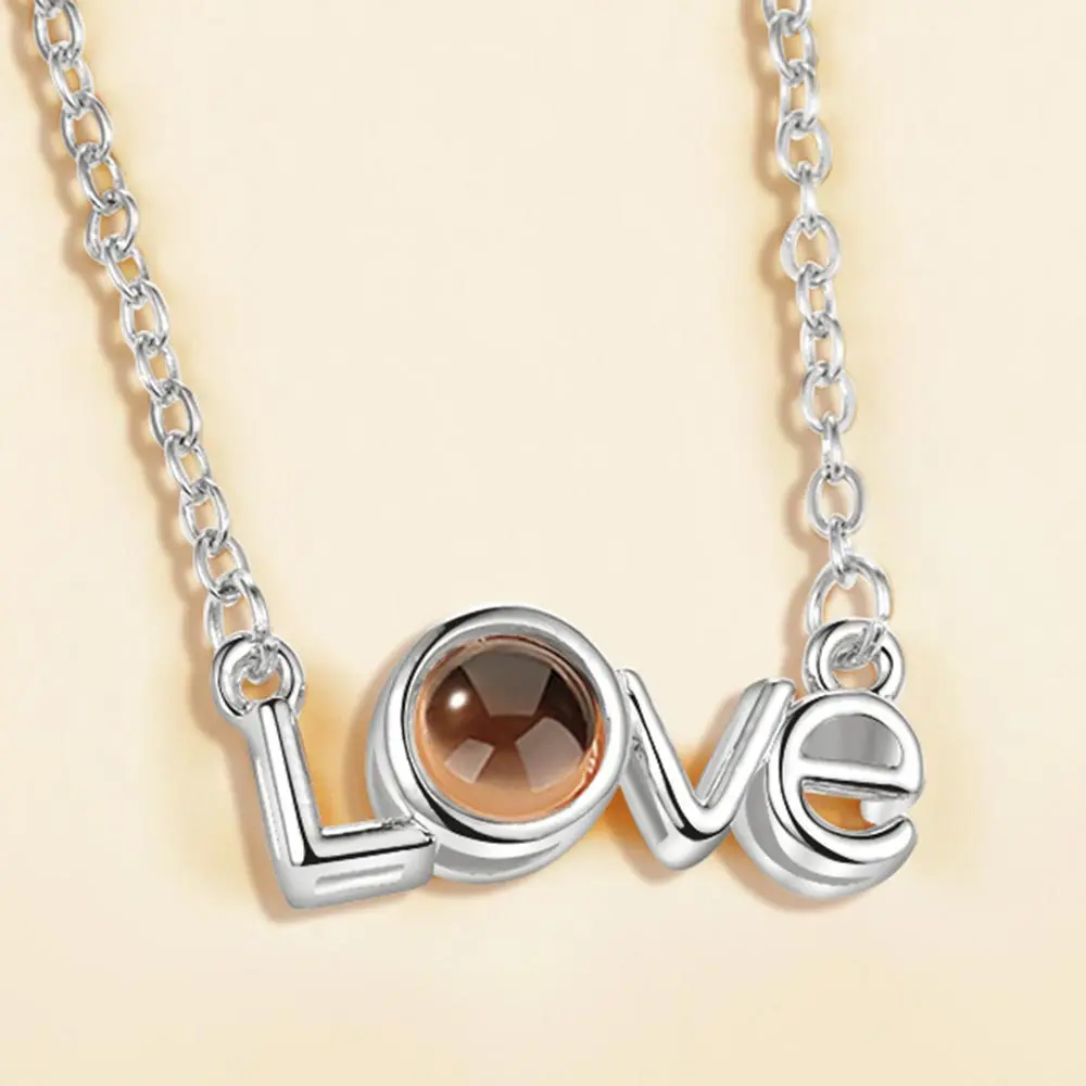 LOVE 1 Beiver розовое золото и серебро 100 языков я ЛЮБЛЮ ТЕБЯ ожерелье воспоминания о романтической любви свадебное ожерелье женские свадебные украшения - Окраска металла: LOVE 1