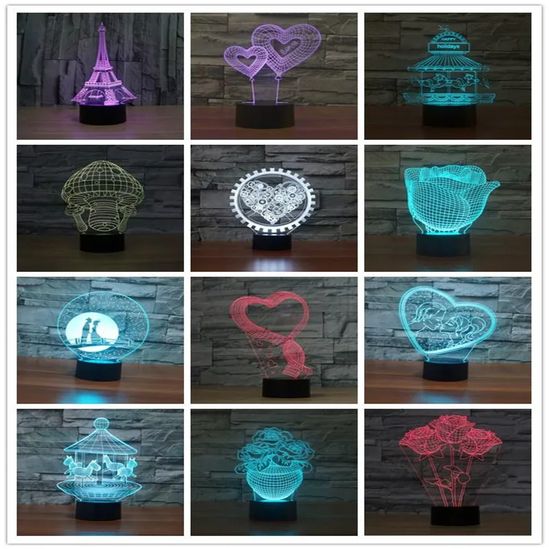 Цветная (RGB) светильник s светодиодный Основание светильника для 3D иллюзия Лампа