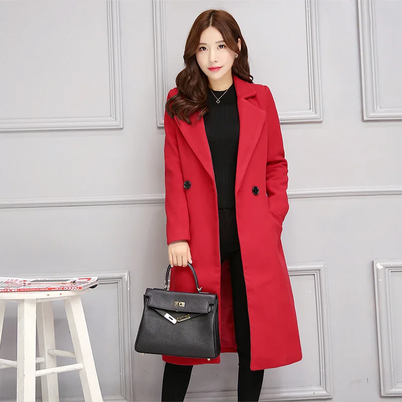 Английский стиль Шерстяная Смесь Женское пальто теплая Женская Куртка Карманы