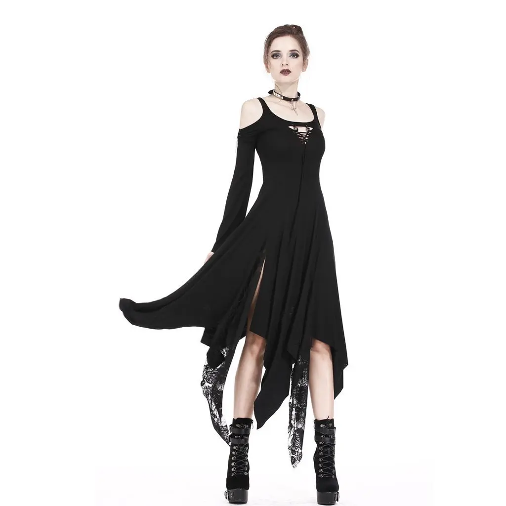 Darkinlove Для женщин Гот слоистых Flare рукавом Strappy Maxi Dress DW185|Женские платья| |