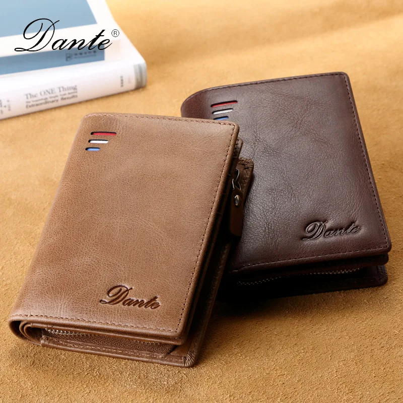 Dante Korea Fashion New arrival oil wax leather men wallets short purse multi-function wallet coin XF355 | Багаж и сумки