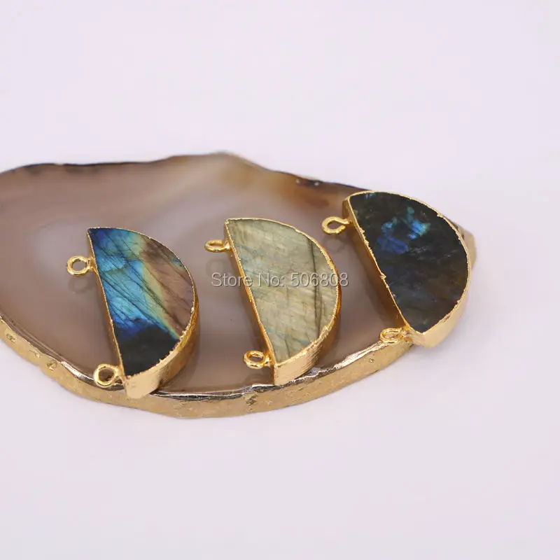 6 шт. подвески коннекторы подвеска из камня лабрадорита полукруглой формы