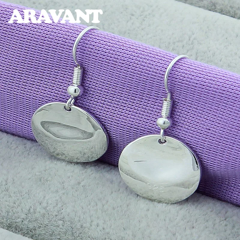 

925 Silver Minimalist Round Drop Earrings For Women Party Jewelry Gifts
