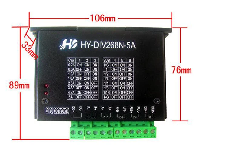 

10pcs/lot New CNC TB6600 HY-DIV268N-5A Driver Two Phase Hybrid Single Axis Stepper Motor Driver Controller