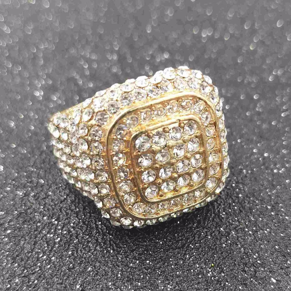 Роскошные циркониевые кольца золотого цвета для мужчин ювелирные изделия
