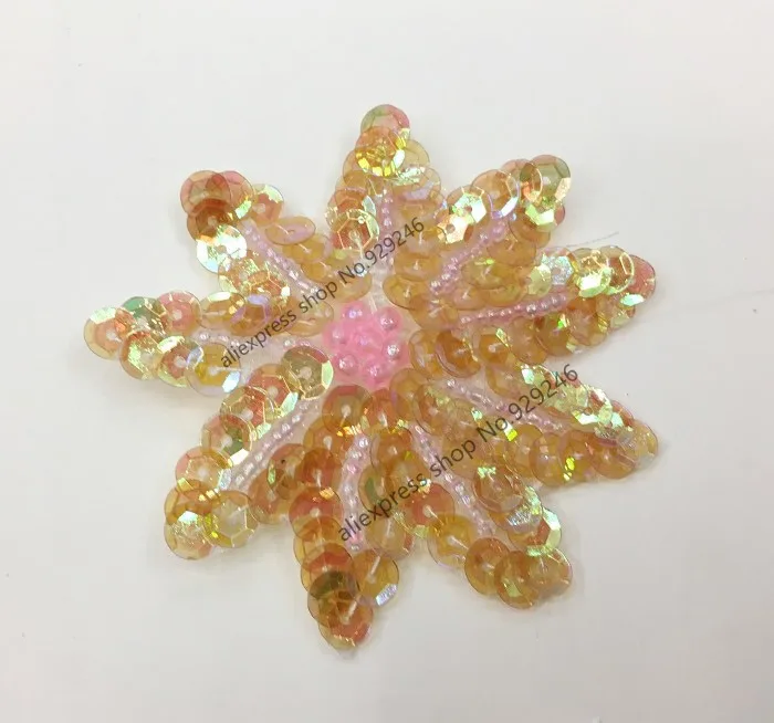 16 шт./лот модные красные бежевые черные блестки Аппликация из бисера цветок