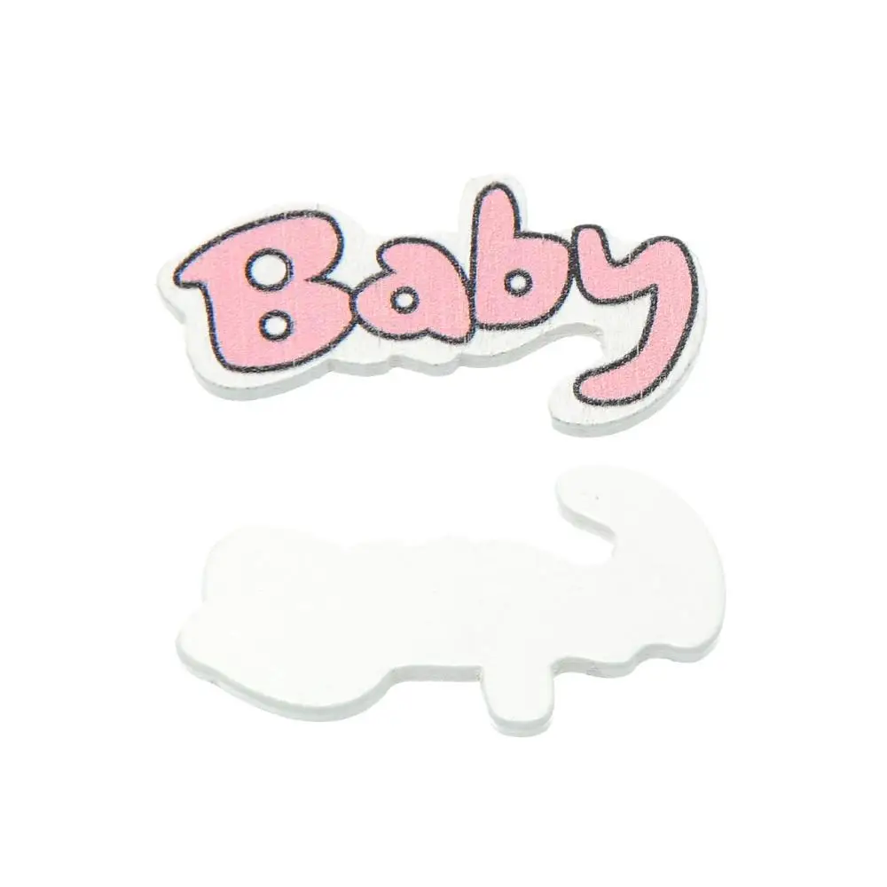 2014 Wholesale 50PCs Wooden Pink Baby Pattern Craft Scrapbooking Embellishments 39x21mm For DIY |