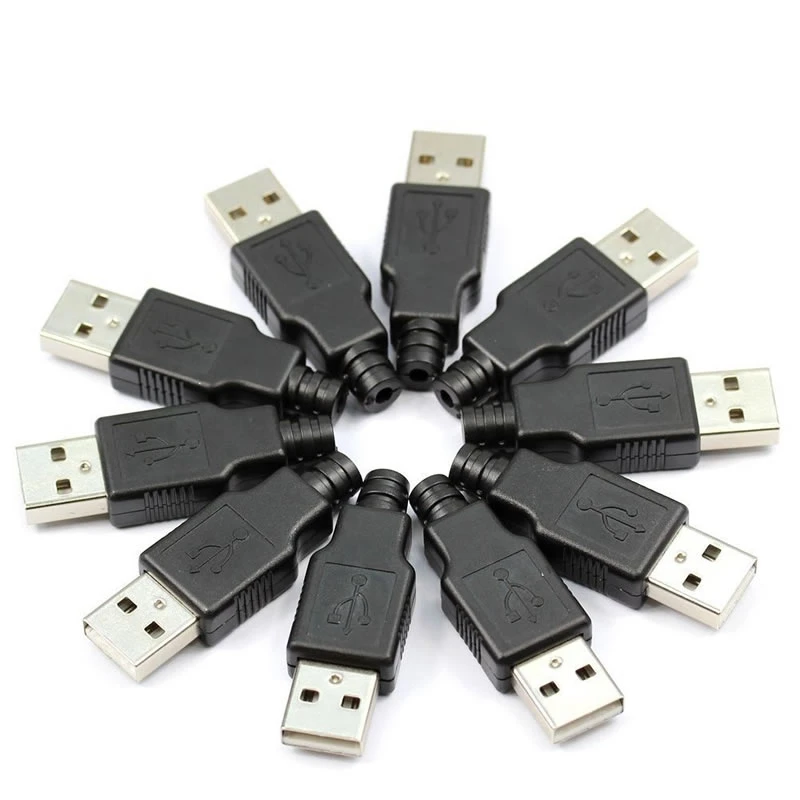 A03 IMC Горячая новинка 10 шт. тип А штекер USB 4 контактный разъем с черной пластиковой