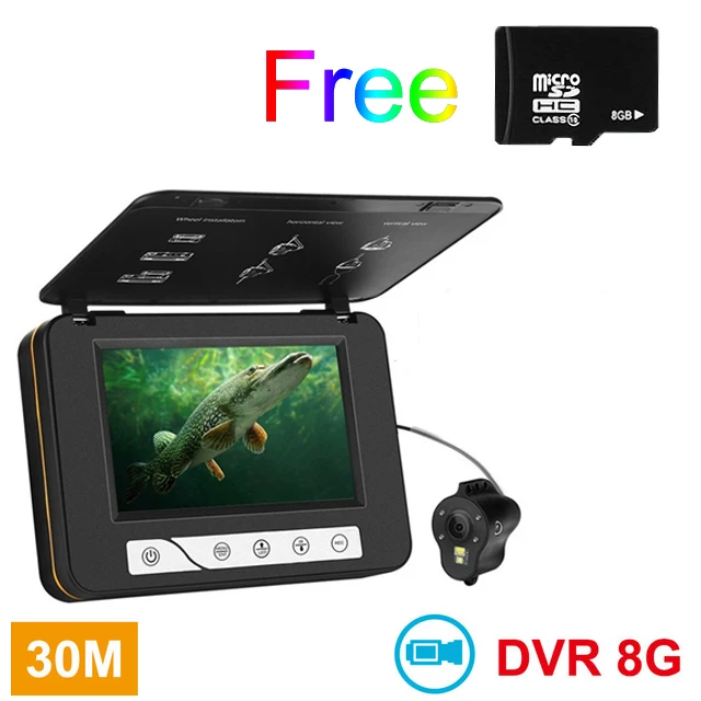 30M 8GB with DVR EYOYO " монитор 15/возможностью погружения на глубину до 30 м Рыболокаторы Камера HD 1000TVL подводная лед рыбалка видео Камера DVR fischfinder-гидравлические подводная видео Камера - Цвет: 30M 8GB with DVR