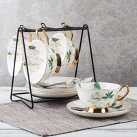 europe pastoral style camellia bone china tea cup saucer spoon set 200ml british ceramic coffee cup teacup tea party cup