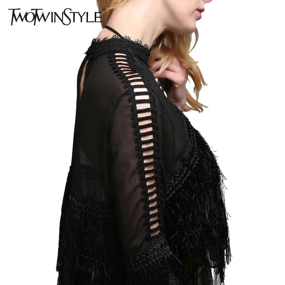 TWOTWINSTYLE 2019 летние женские сексуальные шифоновые топы с открытыми плечами и