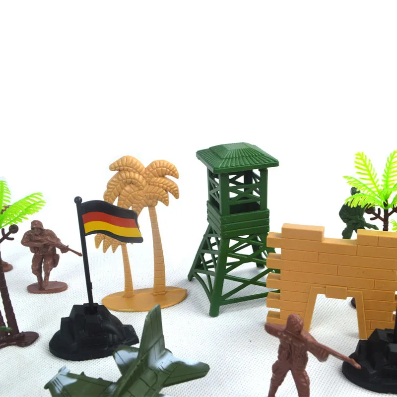

static Military figures model toy 60 accessories war scene sand table plastic small soldier toy suit for Children Gifts