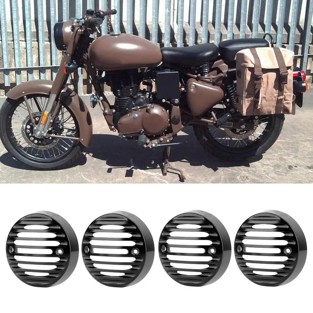 Черный протектор для сигнала поворота чехол индикатора гриля подходит Royal Enfield