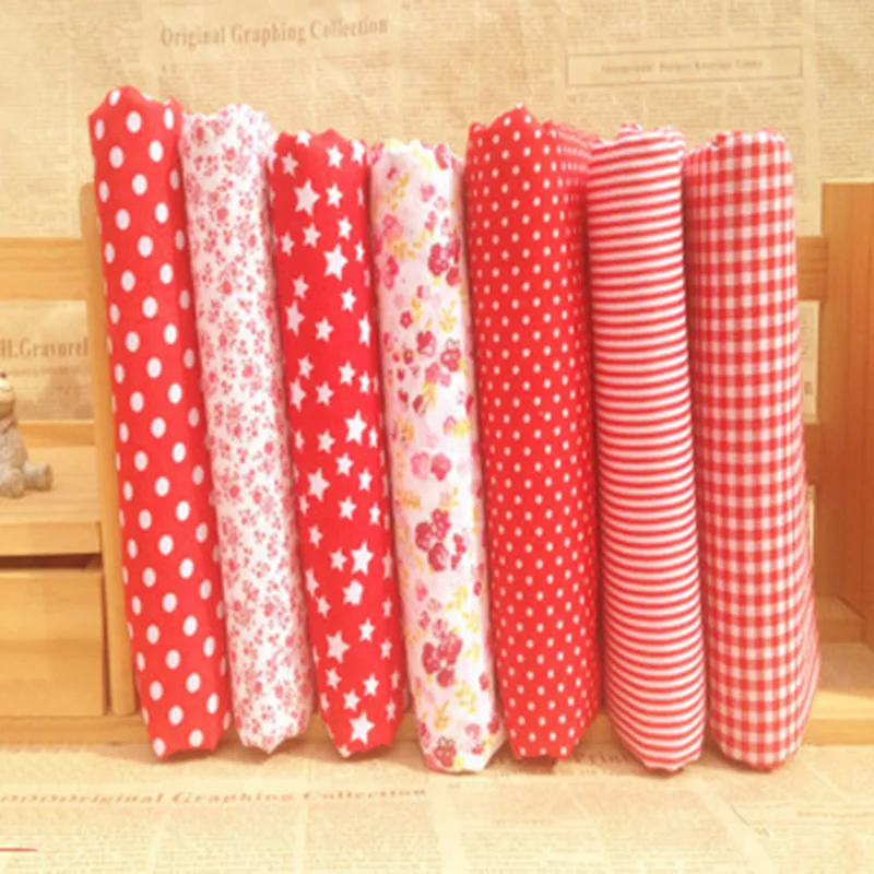 7pcs / Kit Cotton Fabrics Pre-cut Material For Handmade Diy Crafting Arts Cloth Handkerchief Yellow / Green / Purple / Red