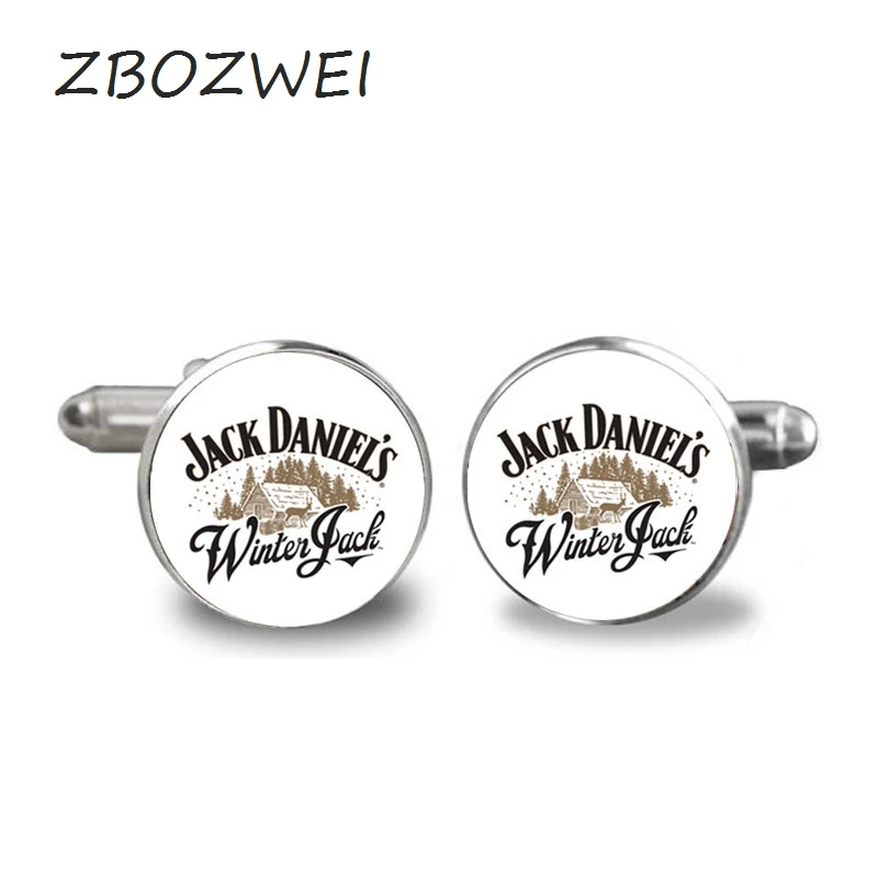 ZBOZWEI 2018New Bacardi Cufflink Jack Daniel Old NO 7 Whiskey Cufflinks Silver Cuff Gifts for Him Handmade Photo Jewelry | Украшения и