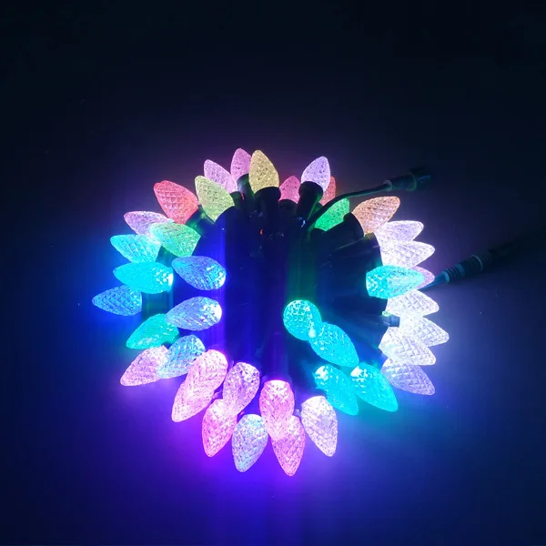 50 узлов адресуемые RGB C7 DC12V WS2811 светодиодные рождественские пиксели гирлянда свет