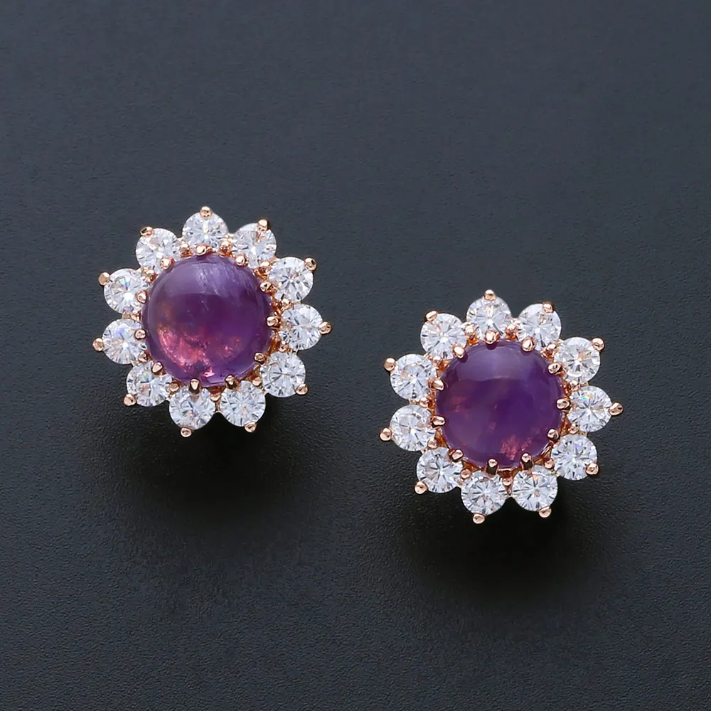 Женские серьги с белым опалом OCESRIO золотистые подвески цветком из кубического