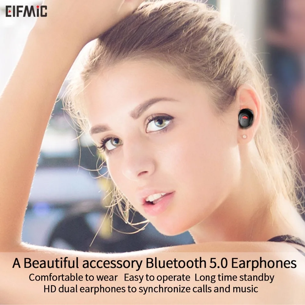 Оптовая продажа ELFMIC TWS Беспроводные Bluetooth 5 0 наушники мини стерео гарнитуры