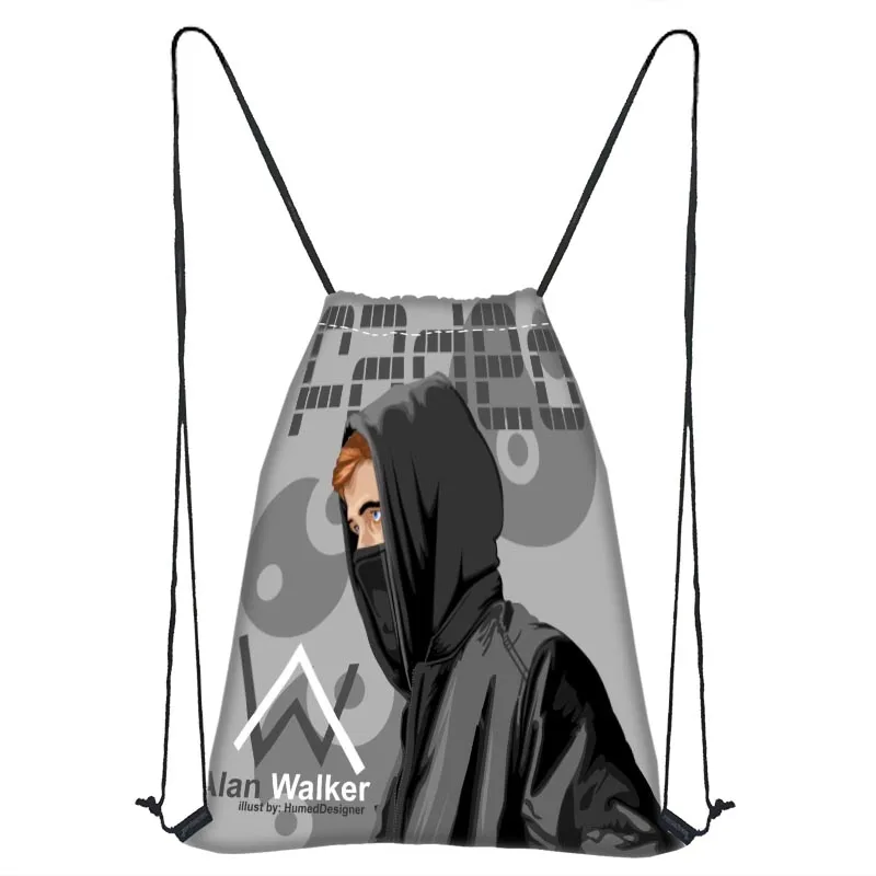 На заказ Alan Walker Drawstring сумка атласная мягкая сумка Портативная печать логотипов под заказ рюкзак больше размеров