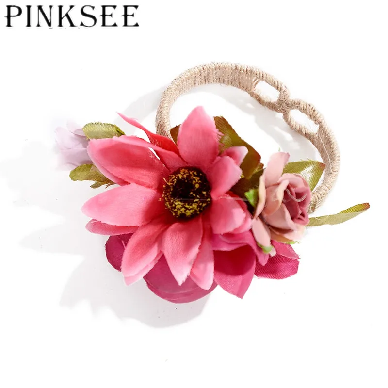 PINKSEE Романтический Милый тканевый браслет с цветами для женщин и девочек