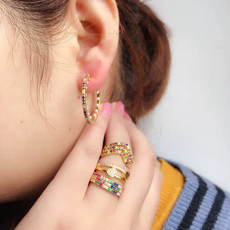 

2019 New Fashion Rings For Women Party Elegant Luxury Bridal Fine Jewelry Wedding Engagement Multicolor Ring bague femme R136