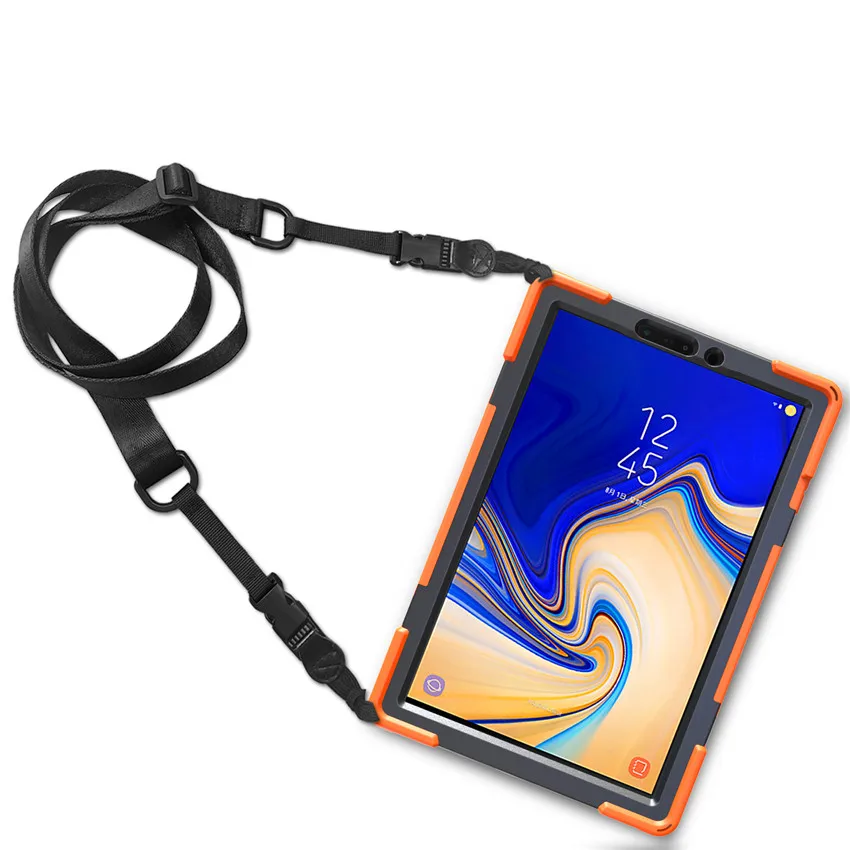 Чехол для Samsung Galaxy Tab S4 10,5 '' T830 T835 с подставкой на 360 градусов/ремешком на руку и плечевым ремнем+ 2 шт. из закаленного стекла