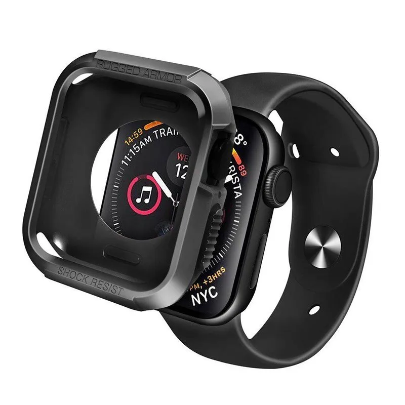 Резиновый чехол из ТПУ для Apple Watch 4, 3, 2, 1, 40 мм, 44 мм, прочный защитный чехол из ТПУ для IWatch