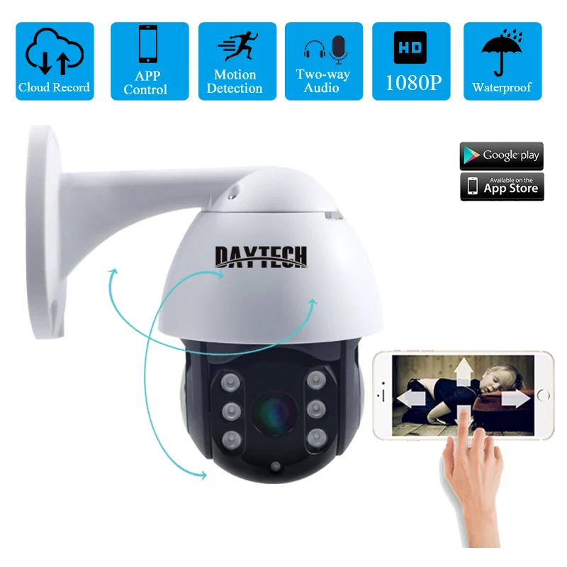 Камера видеонаблюдения DAYTECH 1080P wi fi IP водонепроницаемая для улицы ONVIF 2 мп сеть P2P