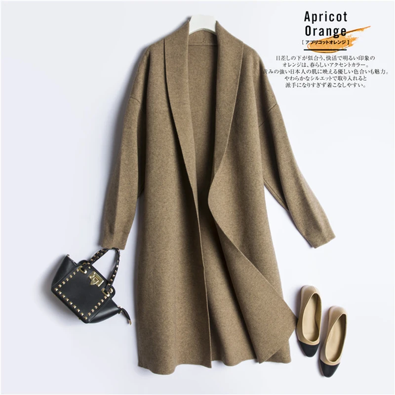 Pantalon Thick Knit Female cardigan Long knit wear women beige pull femme korean style jaune |