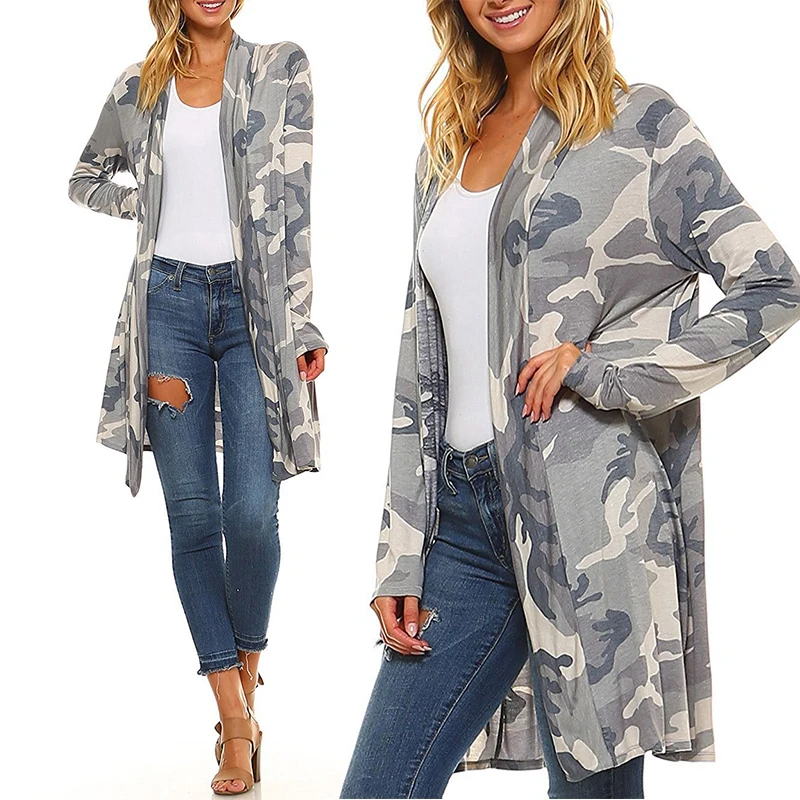 2019 осеннее камуфляжное пальто для отдыха повседневные женские топы длинная
