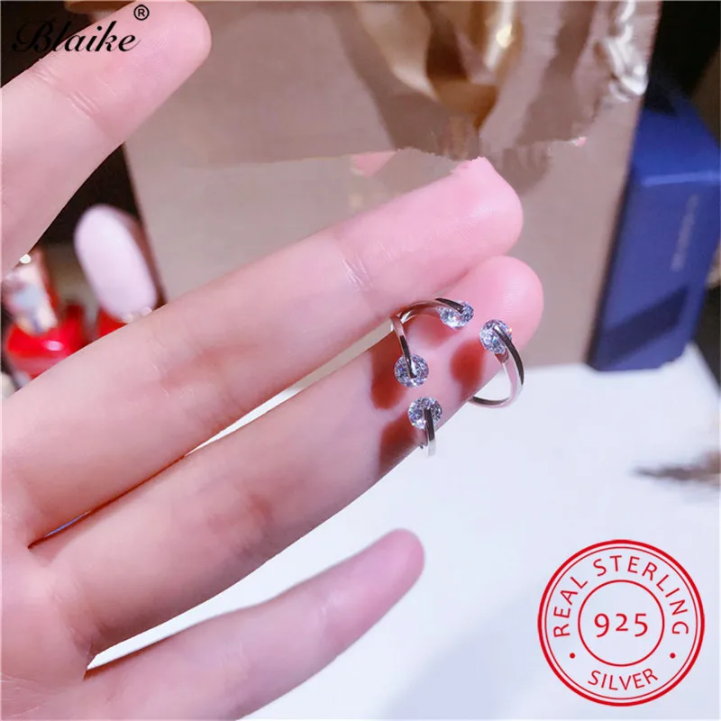 S925 Серебряные кольца для женщин Минималистский Открыть Регулируемые