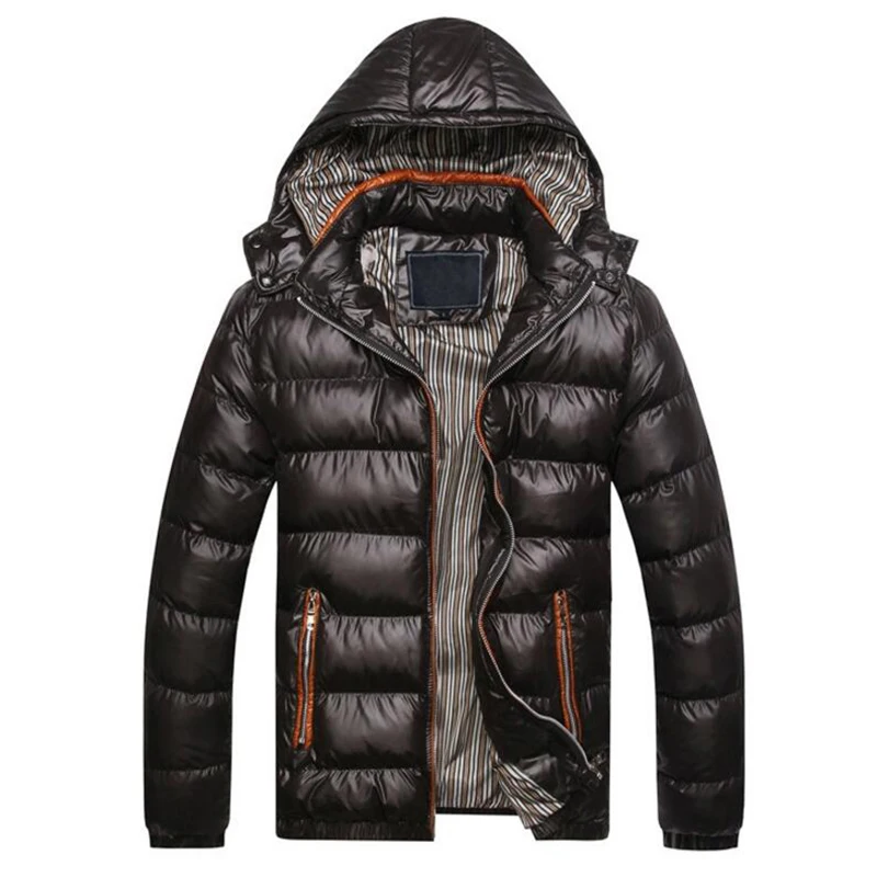 

Nice Fashion Winter Mens Warm Parkas Stand Collar Hooded Down Jacket Coat Male Winter Zipper Outwear Coat Plus Size 2XL 2J1181