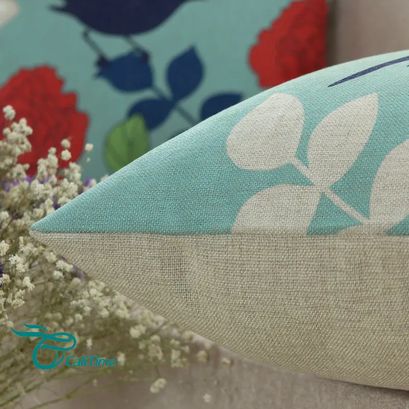 CaliTime Чехлы для подушек наволочки домашний декор автомобиля Цветочная Бирюзовая