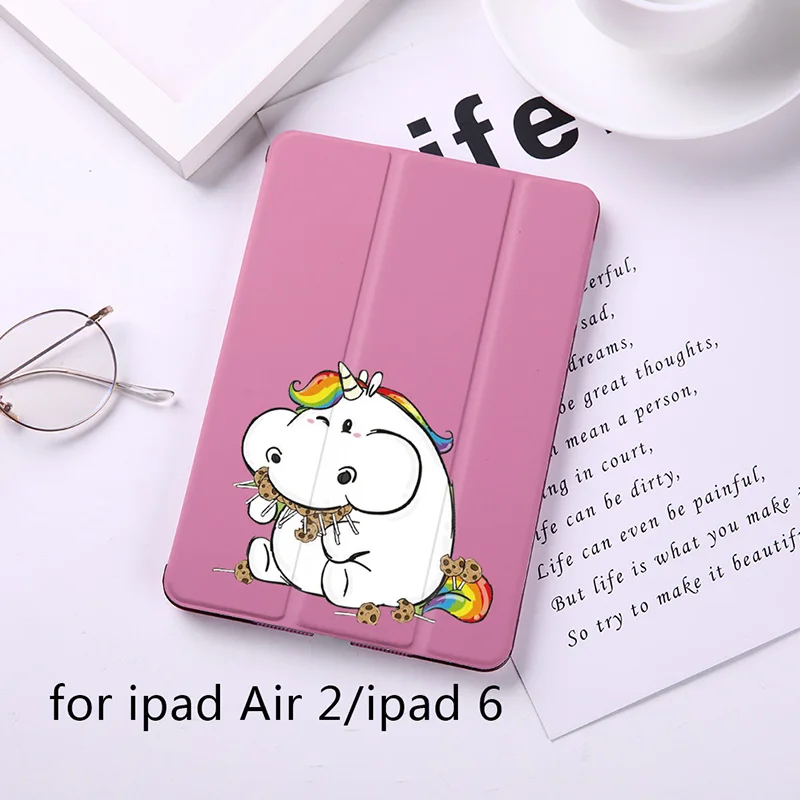 B200073-ipad air2 Милый Магнитный флип-чехол с единорогом для Apple iPad 9," Чехол для iPad Air 2 Mini2 из искусственной кожи, складной чехол-книжка с функцией автоматического пробуждения - Цвет: B200073-ipad air2