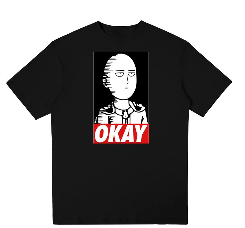 Saitama Oppai Футболка мужская футболка с героями One Punch Man Мужская принтом OKAY 2018 модные