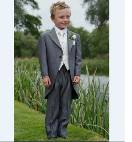 Новое поступление смокинги с пиковым отворотом на заказ Детский костюм Серый