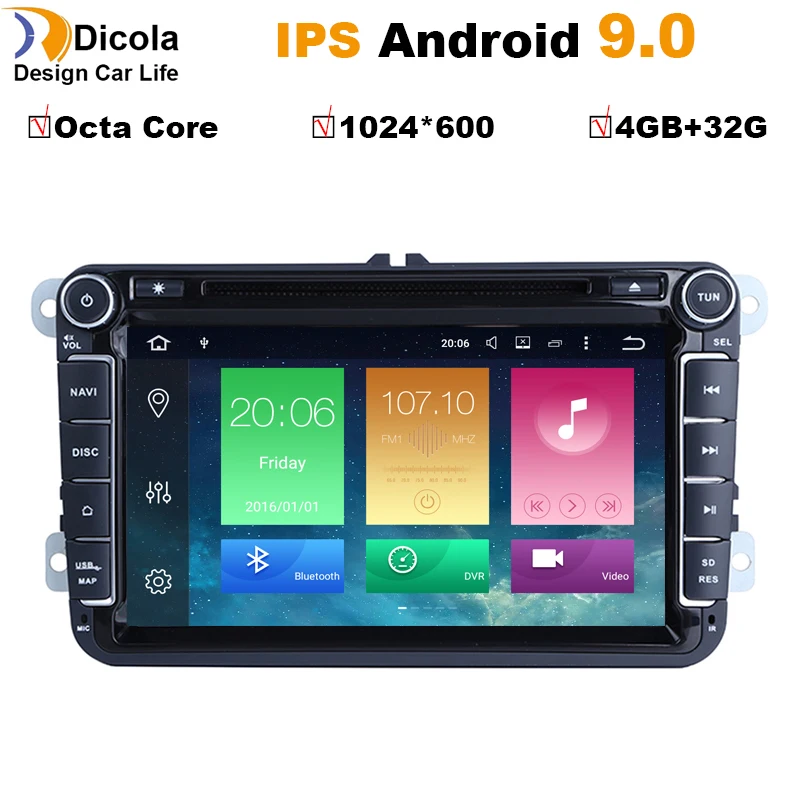 8 &quotAndroid 9 IPS автомобильный DVD для VW POLO GOLF 5 6 PASSAT B6 CC JETTA TIGUAN TOURAN EOS SHARAN SCIROCCO CADDY с 4G GPS