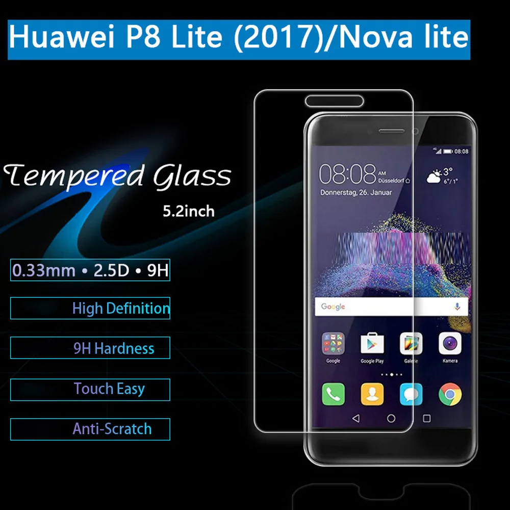 Del Защитная пленка для экрана из закаленного стекла Huawei P8 Lite 2017 td912 Прямая