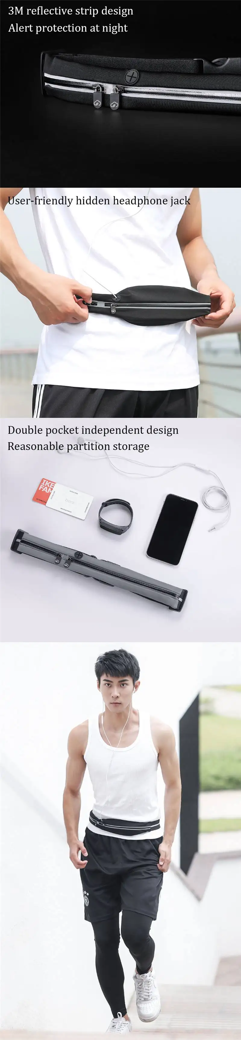 Xiaomi поясная сумка Fanny Yunmai скрытый Креативный дизайн Водонепроницаемый Sweatproof сумка Saft светоотражающий ремень для мужчин и женщин
