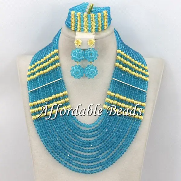 Ярко-синие Бусины для Африканской свадьбы роскошные нигерийские бусины набор